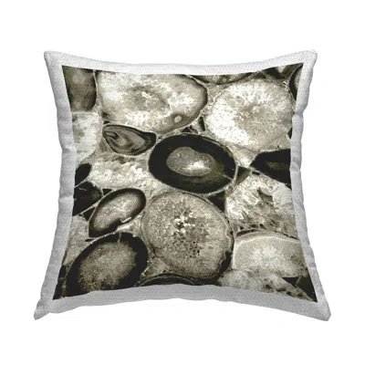 Stupell Industries Varied Monochrome Gemstone Crystals Outdoor Printed Pillow By Danielle Carson In Black;gray