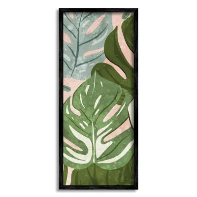 Stupell Industries Varied Monstera Leaf Pattern Giclee Art By Ziwei Li In Midnight Black Framed Giclee