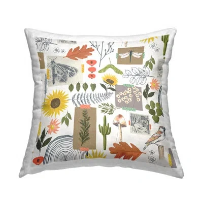 Stupell Industries Varied Nature Collage Botanical Leaves Wildlife Printed Throw Pillow Design By Loni Harris