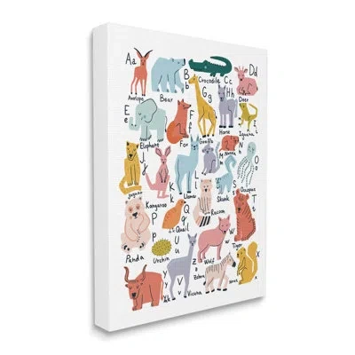 Stupell Industries Various Animal Alphabet Chart Educational Nature Wildlife - Painting On Canvas In Wrapped Canvas