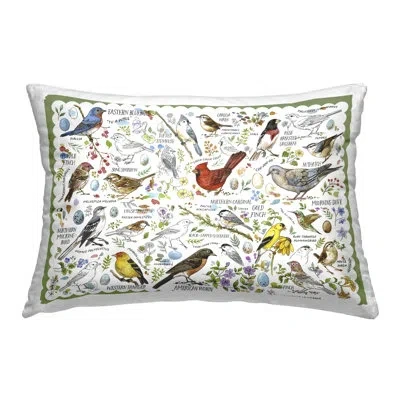 Stupell Industries Various Bird Species Decorative Printed Throw Pillow Design By Jane Maday In White