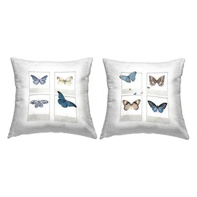 Stupell Industries Various Butterflies Camera Film 2 Piece Outdoor Printed Pillow Set By Karen Smith In Blue;brown;white