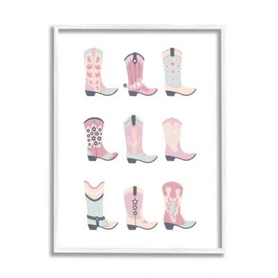 Stupell Industries Various Pastel Cowgirl Boots By Martina Pavlova Single Picture Frame Print On Canvas In Coastal White Framed Giclee