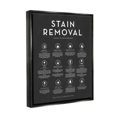 Stupell Industries Various Stain Removal Procedures Laundry Diagram Chart By Lettered And Lined - Floater Frame Print O In Jet Black Floater Frame