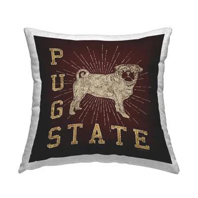 Stupell Industries Varsity Pug State Outdoor Printed Pillow By Spirit Animals/life Is High In Red