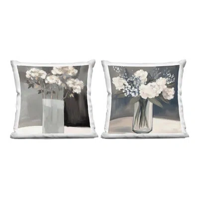 Stupell Industries Vase Of Grace Flowers 2 Piece Decorative Printed Throw Pillow Set Design By Mona Grace In Gray