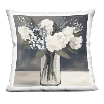 Stupell Industries Vase Of Graceful Blooms Decorative Printed Throw Pillow Design By Mona Grace In Gray