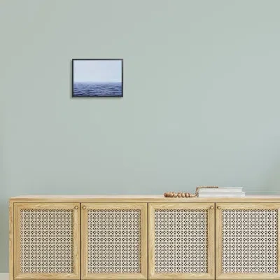 Stupell Industries Vast Ocean Horizon Soothing Blue Water Waves By Michael Willett - Picture Frame Photograph On Wood In Midnight Black Framed Giclee