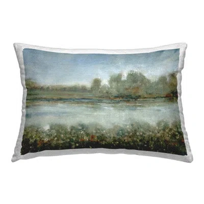 Stupell Industries Vegetation Lining River Outdoor Printed Pillow By Tim Otoole In Blue