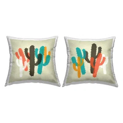 Stupell Industries Vibrant Overlapping Cactus Printed Outdoor Throw Pillow Design By Sd Graphics Studio (set Of 2) In Beige