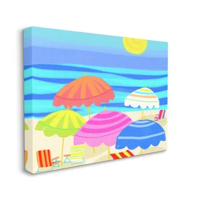 Stupell Industries Vibrant Sun Umbrellas Summer Beach Shore Scene By Maret Hensick - Graphic Art In Wrapped Canvas