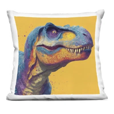 Stupell Industries Vibrant T-rex Portrait Decorative Printed Throw Pillow, Design By Wumples In Yellow