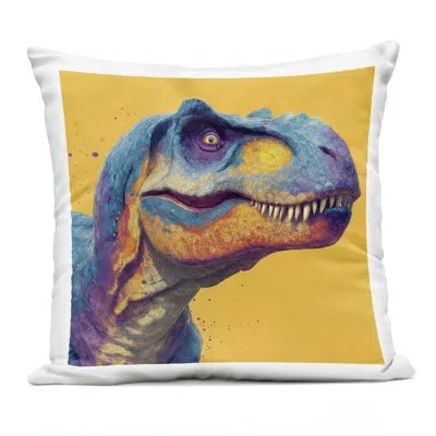 Stupell Industries Vibrant T-rex Portrait Outdoor Printed Pillow, Design By Wumples In Yellow