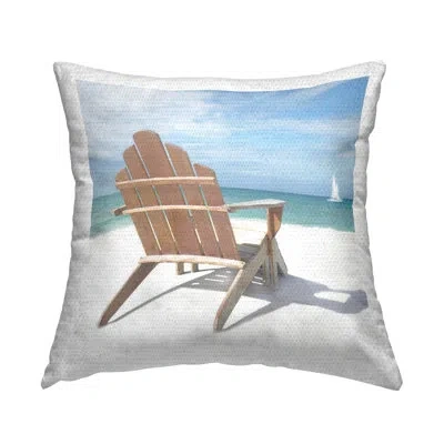 Stupell Industries View West Beach Chair Printed Outdoor Throw Pillow Design By Noah Bay In Blue