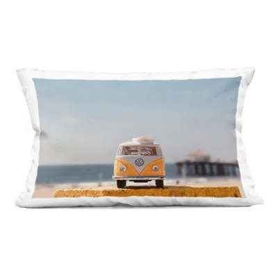 Stupell Industries Vintage Car Model At Beach Decorative Printed Throw Pillow Design By Ashley Singleton In Blue