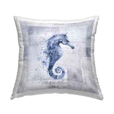 Stupell Industries Vintage Collaged Seahorse Decorative Printed Throw Pillow By Andrea Haase In Blue;gray