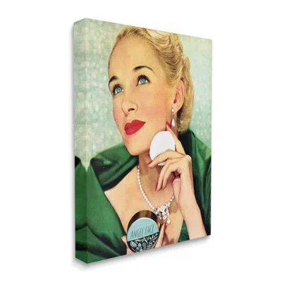 Stupell Industries Vintage Cosmetic Ad Woman On Canvas Graphic Art In Green;yellow