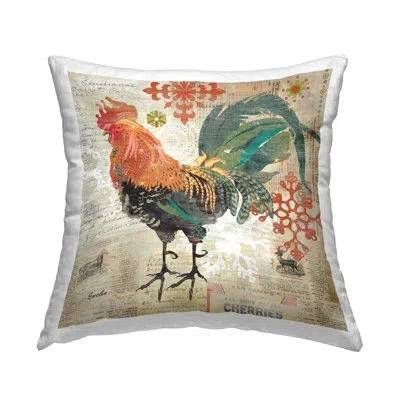 Stupell Industries Vintage Country Rooster Ephemera Printed Throw Pillow Design By Evelia Designs In Beige