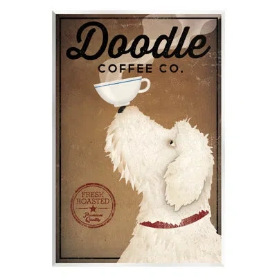 Stupell Industries Vintage Doodle Coffee Dog Sign Wall Plaque Art By Ryan Fowler In Brown;cream