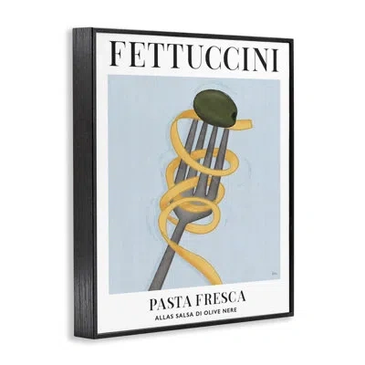 Stupell Industries Vintage Fettuccini On Fork Framed Giclee Art, Design By Veronique Charron In Midnight Black Framed Giclee