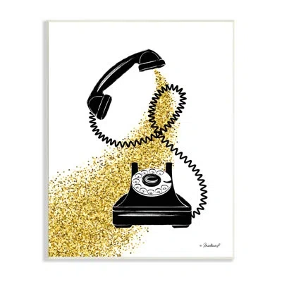 Stupell Industries Vintage Glam Telephone Abstract Gold Glitz Splatter By Martina Pavlova - Graphic Art In Wall Plaque