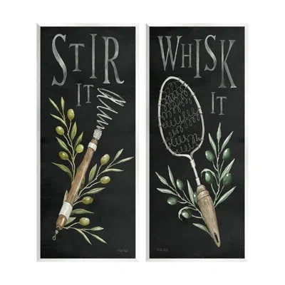 Stupell Industries Vintage Kitchen Phrases 2 Piece Wall Plaque Art Set By Cindy Jacobs In Black