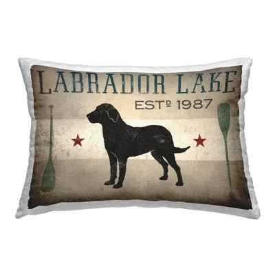 Stupell Industries Vintage Labrador Lake Outdoor Printed Pillow By Ryan Fowler In Black;tan