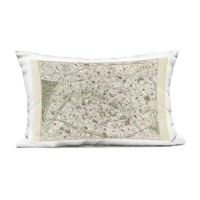 Stupell Industries Vintage Map Of Paris Outdoor Printed Pillow Design By Phillipa Katz In Beige