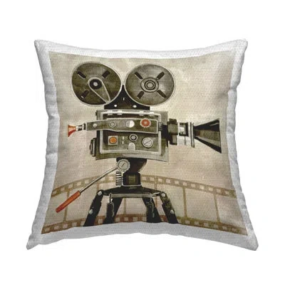 Stupell Industries Vintage Movie Reel Projector Film Cinema Outdoor Printed Pillow By Grace Popp In Black;brown;orange
