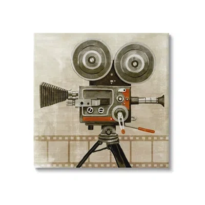 Stupell Industries Vintage Movie Video Camera On Canvas Painting In Black;brown
