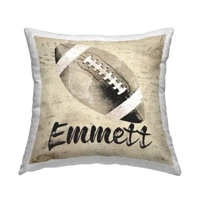 Stupell Industries Vintage Pattern Sports Football Personalized Outdoor Printed Pillow By Peter Horjus In Beige