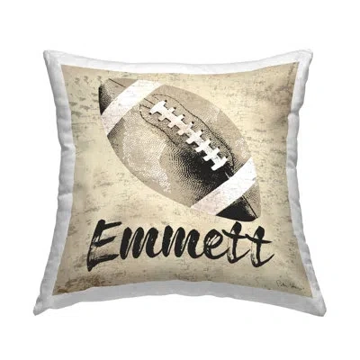 Stupell Industries Vintage Pattern Sports Football Personalized Printed Throw Pillow By Peter Horjus In Beige