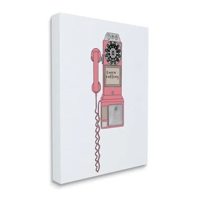 Stupell Industries Vintage Pay Phone Chic Queen Calling Calligraphy By Ashley Singleton - Floater Frame Graphic Art On  In Wrapped Canvas