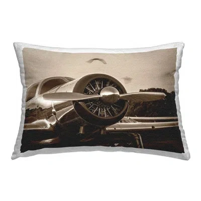 Stupell Industries Vintage Propeller View Outdoor Printed Pillow By John Slemp In Black