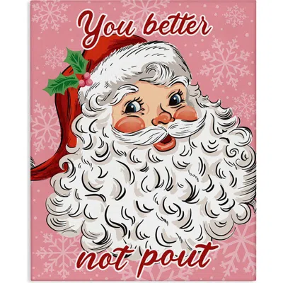 Stupell Industries Vintage Santa Canvas Wall Art In Pink
