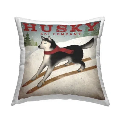 Stupell Industries Vintage Ski Company Husky Dog Snowy Slopes Printed Throw Pillow Design By Ryan Fowler