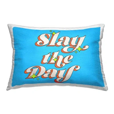 Stupell Industries Vintage Slay The Day Outdoor Printed Pillow By Ahmed Sameh Hussein In Blue