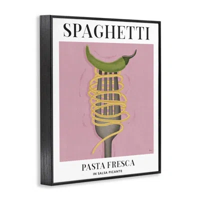 Stupell Industries Vintage Spaghetti On Fork Framed Giclee Art, Design By Veronique Charron In Midnight Black Framed Giclee