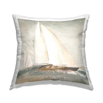 Stupell Industries Vintage Splashing Sailboat Decorative Printed Throw Pillow Design By Patricia Pinto In Gray