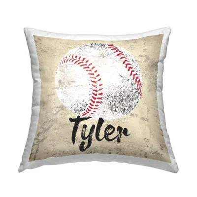 Stupell Industries Vintage Sports Baseball Personalized Printed Throw Pillow By Peter Horjus In Beige