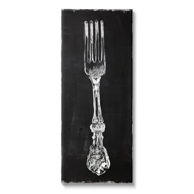 Stupell Industries Vintage Stenciled Fork Kitchen Cutlery Utensil By Carol Robinson - Wrapped Canvas Graphic Art In Black;white