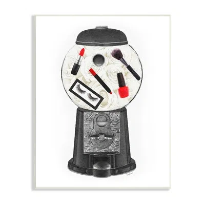 Stupell Industries Vintage Style Candy Dispenser Glam Makeup Cosmetics In Wall Plaque