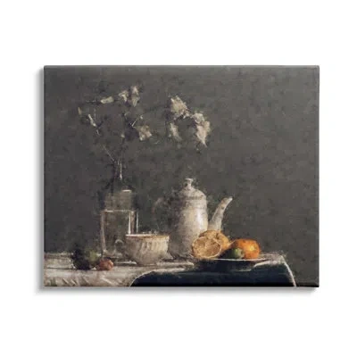 Stupell Industries Vintage Tabletop Still Life Plated Sliced Fruit - Painting In Wrapped Canvas