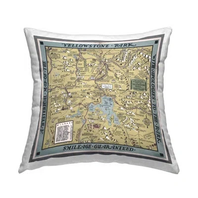 Stupell Industries Vintage Yellowstone Map Printed Throw Pillow Design By Stellar Design Studio