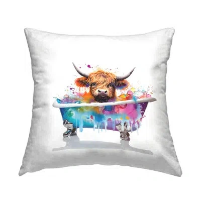 Stupell Industries Vivid Bath Time Cattle Decorative Printed Throw Pillow Design By Mary Cunningham In White
