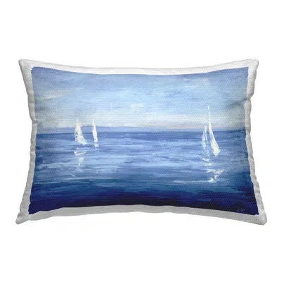 Stupell Industries Vivid Boats Open Sail Design By Julia Purinton Outdoor Printed Pillow In Blue