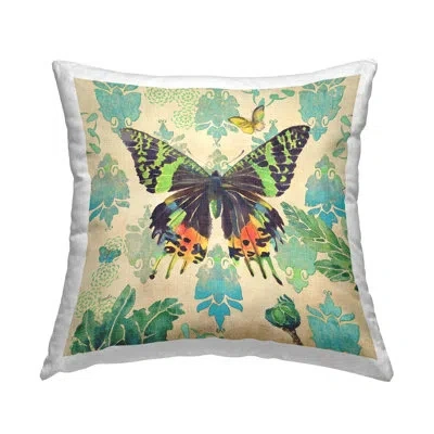 Stupell Industries Vivid Butterfly Damask Pattern Printed Throw Pillow Design By Evelia Designs