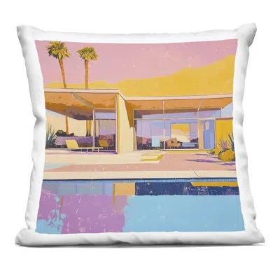 Stupell Industries Vivid Case Study House Decorative Printed Throw Pillow, Design By Walker Noble, 18 X 7 X 18 In Pink Villa