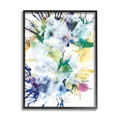 Stupell Industries Vivid Modern Chaotic Splatter Giclee Art By Jodi Fuchs In Midnight Black Framed Giclee
