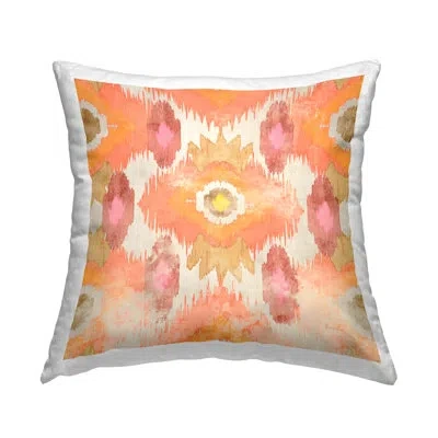 Stupell Industries Vivid Orange Ikat Shapes Printed Throw Pillow Design By Evelia Designs